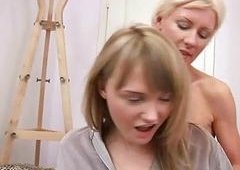 Cute teenage girls having lesbo anal fun