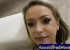 Slut gives bj Rocco Siffredi big purple rod