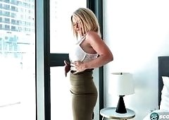 Amanda, 53, Pounds Pussy with Massive Sex Toy for Guy in Room