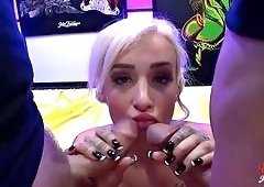 Tattooed Blonde Daisy Lee in Gangbang Cumslut Orgy
