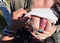 SlipCouples Big-Booty PAWG Blonde Pounds Hardcore at Stunning Lake Overlook Despite Getting Caught