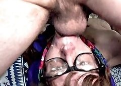 Nymphomaniac Busty Natural Granny with Loose Shirt and Glasses Takes Brutal Anal Pounding