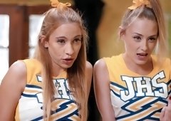 Cheerleaders Khloe Kapri and Kyler Quinn drop their thongs for sex