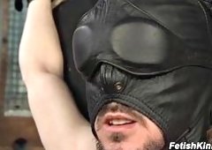Maitresse Madeline Grips Slave Fluffys Cock on Cross Then Wraps Him