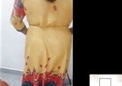 Indian Mallu chechi changing dress after bath and wearing bra