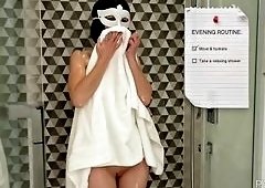 Brunette Shower Anal Toy Fuck Challenge