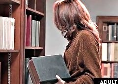 Ariel Demure Pounds the Ass of Big-Tits Brunette in Public Library Doggy Style While Erin Everheart, Andi A
