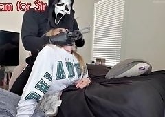 Blonde Caitlin Ghostface Bound Gag