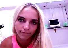 Young blonde begs for hot cumload after anal therapy session