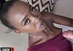 Skinny Ebony Pleads Good Girl Vibes at Home Before Moaning Wildly on Thick Cock Until She Explodes