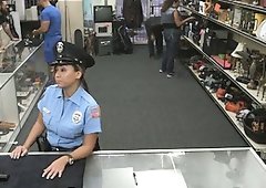 Porky tits Latina police officer pawned her wet crack to earn cash