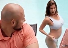 Bald-Headed Stud Pounds Big-Tits Cougar Poolside