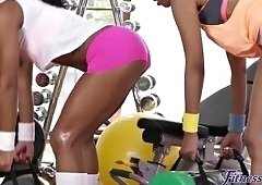 Gym Babe Pounded by Big-Butt Lesbian