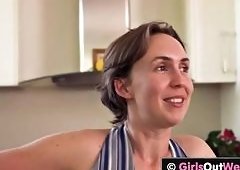Hairy Pussy Licked and Fingered on Countertop